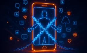 digital detox concept phone on airplane mode illustration