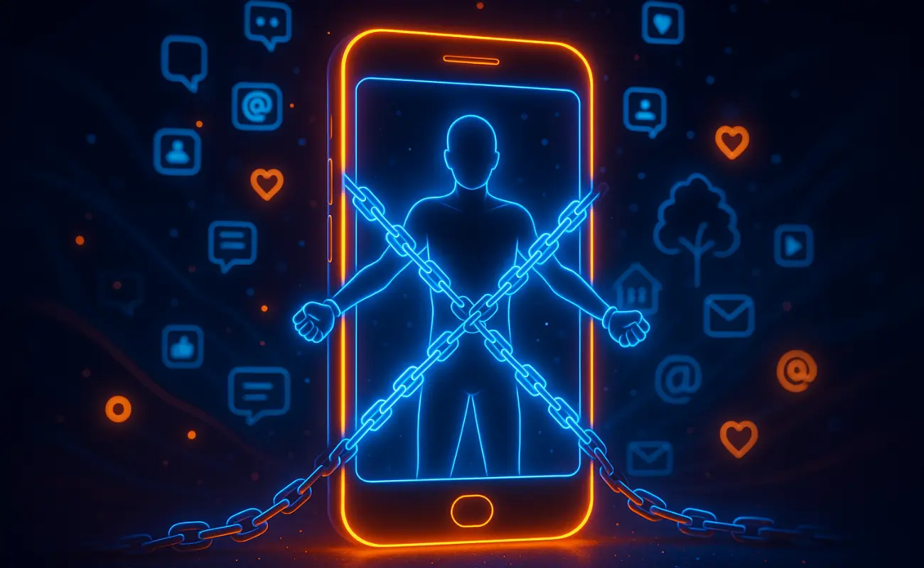 digital detox concept phone on airplane mode illustration