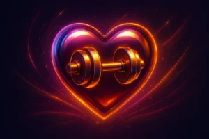 strength training for women heart and dumbbell — symbol of power and confidence