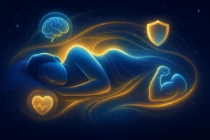 illustration showing sleep deprivation effects on body and mind